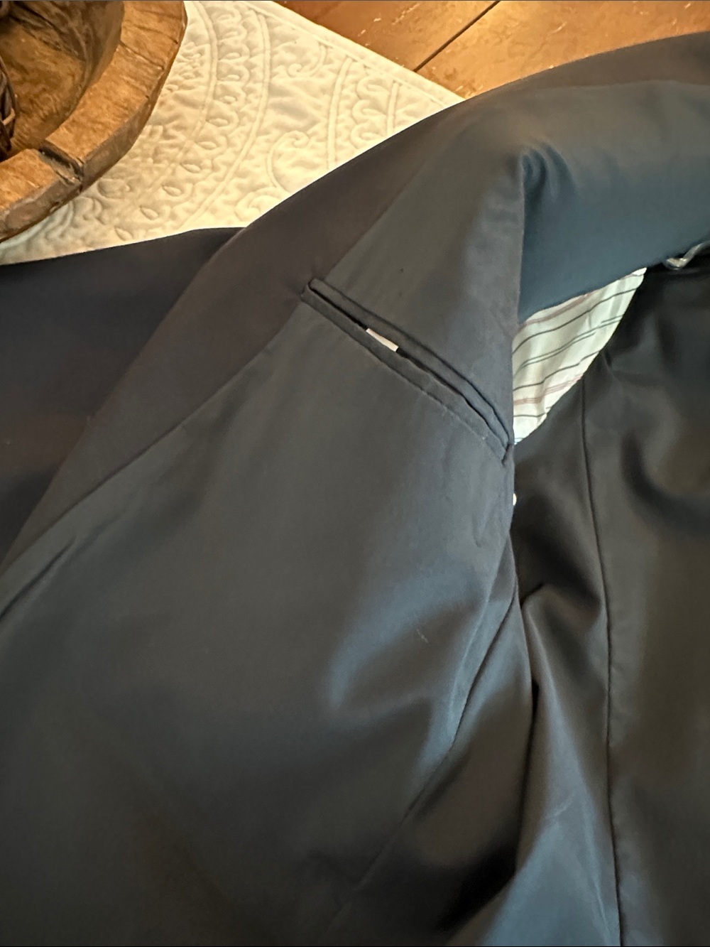 Lauren Ralph Lauren Navy Wool-Blend Blazer with Green Label - Picture 4 of 5